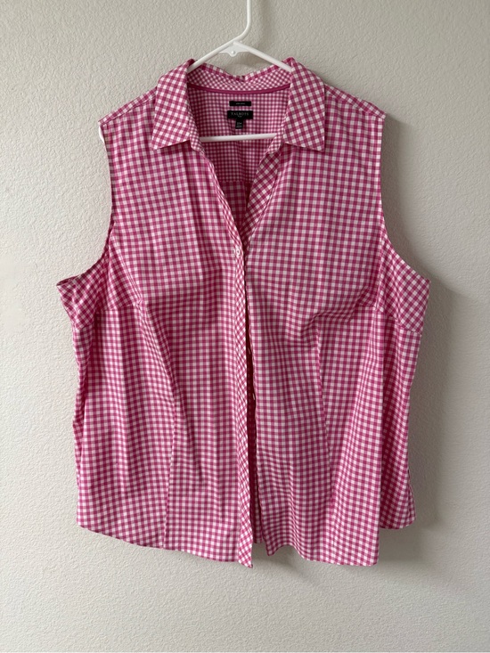 Talbots Tops - Talbots Pink Gingham Sleeveless Button-Down Shirt